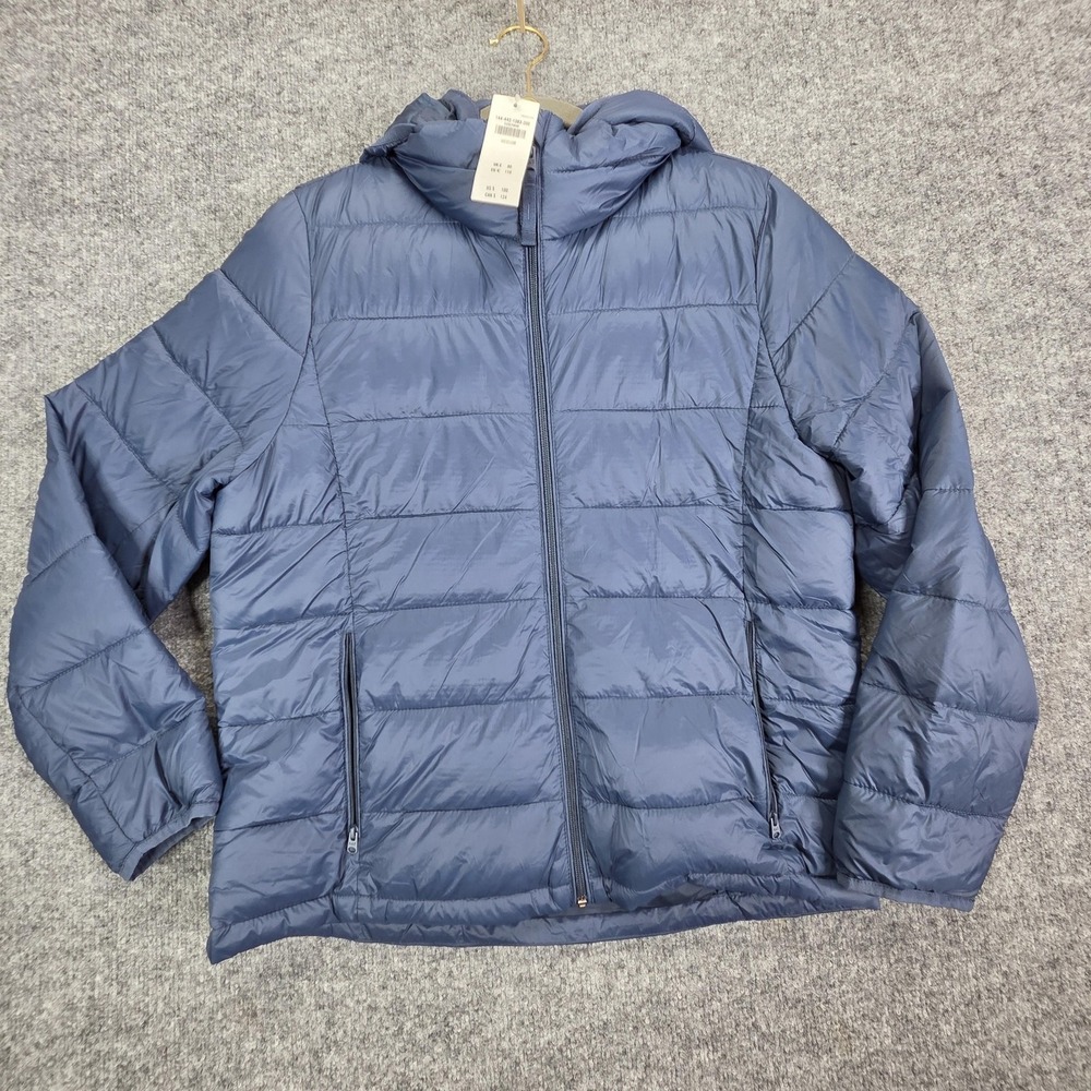 NEW Abercrombie & Fitch Jacket Womens Medium Blue Hooded Packable Puffer Quilted